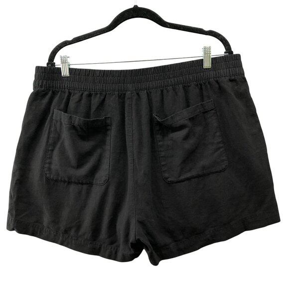 Old Navy Linen Blend Shorts Womens XL Black Pull On 3'' High Rise Comfort - Picture 2 of 9
